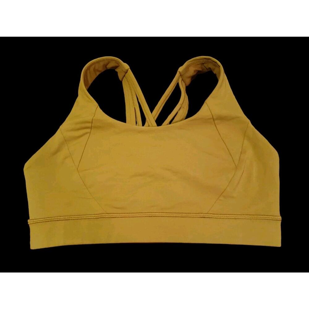 lululemon athletica mustard yellow strappy-back sports bra